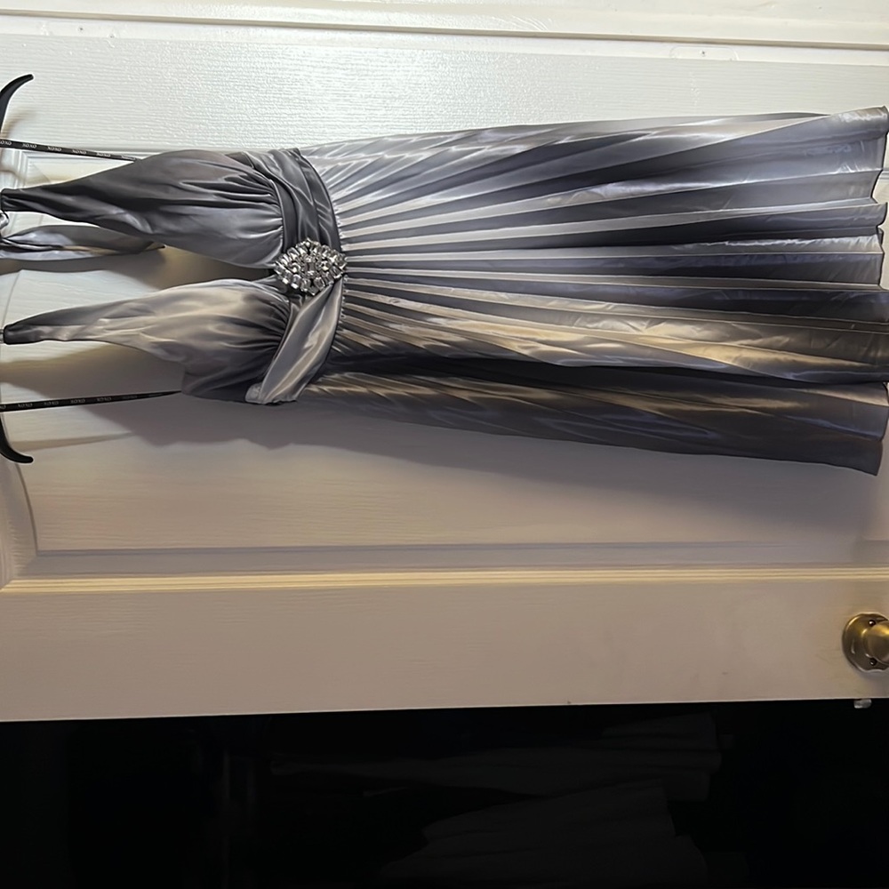 XOXO silver pleated dress